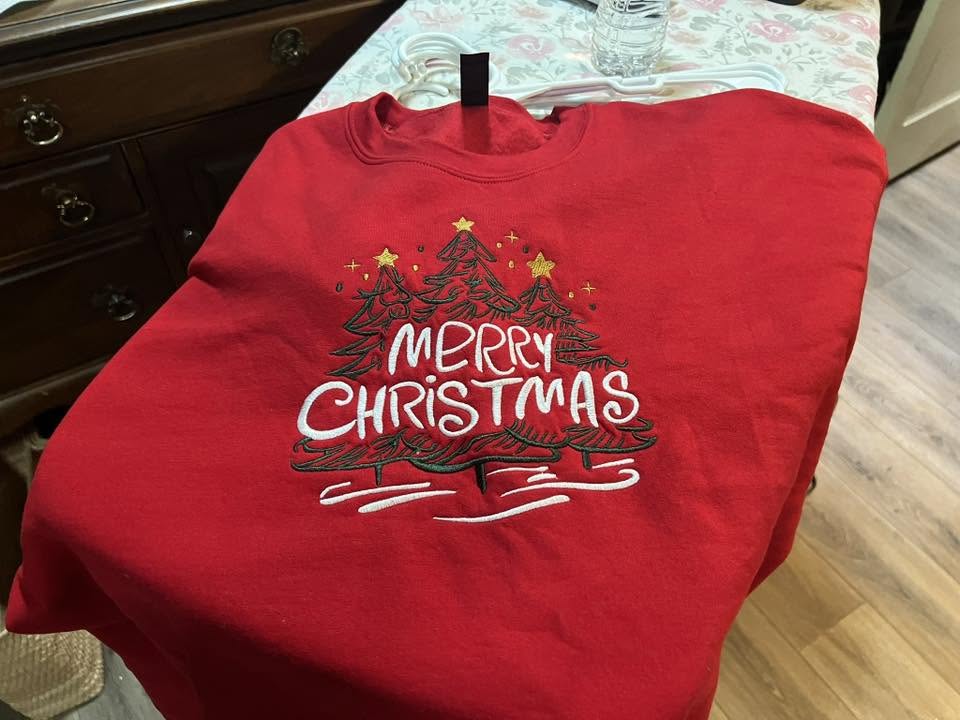 Embroidered Merry Christmas Sweatshirt